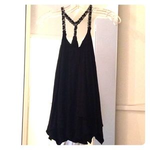 Sky Black Top with Chain Straps